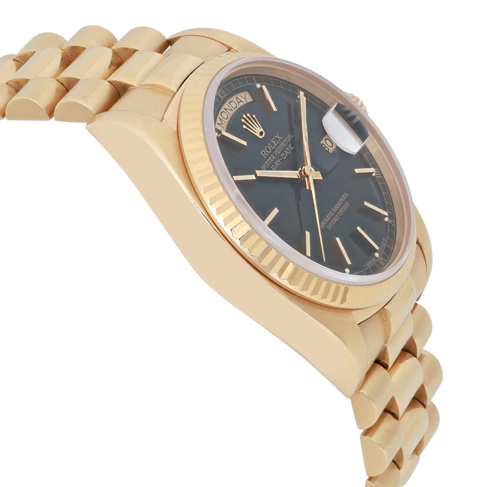 Men's Rolex President Day-Date 36 18K Yellow Gold Black Dial Men Watch 18038 For Sale