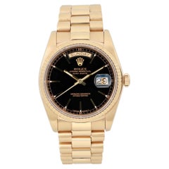 Rolex President Day-Date 36 18K Yellow Gold Black Dial Men Watch 18038