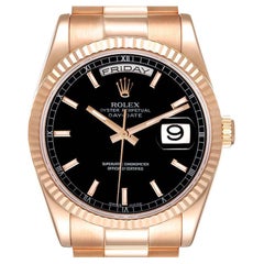 Rolex President Day Date 36 Everose Gold Schwarzes Zifferblatt Herrenuhr 118235