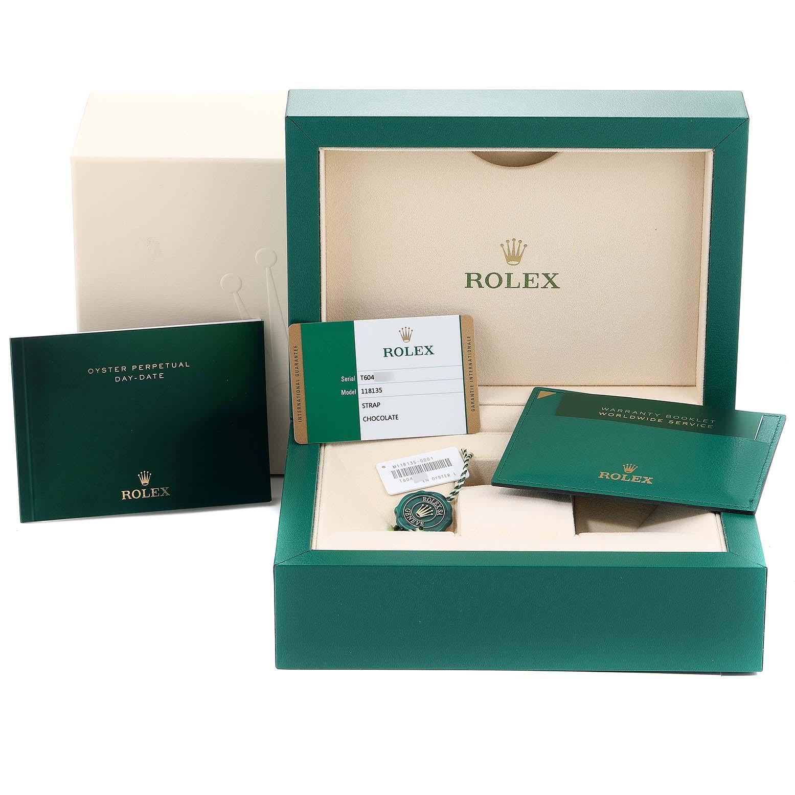Rolex President Day Date 36 EveRose Gold Men's Watch 118135 Box Card 7