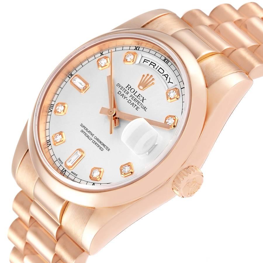 Men's Rolex President Day Date 36 Rose Gold Diamond Mens Watch 118205 For Sale