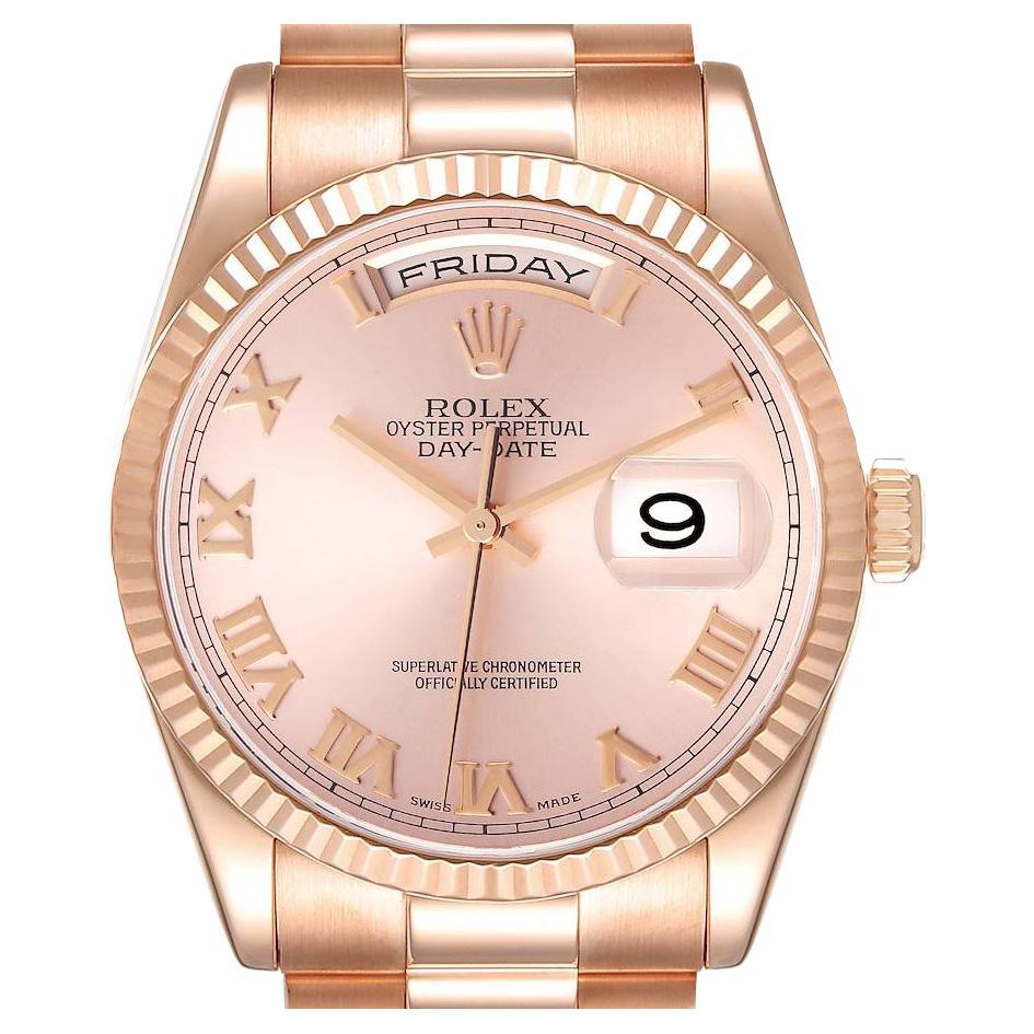 Rolex President Day Date Rose Gold Eisenkiesel Stone Diamond Mens Watch