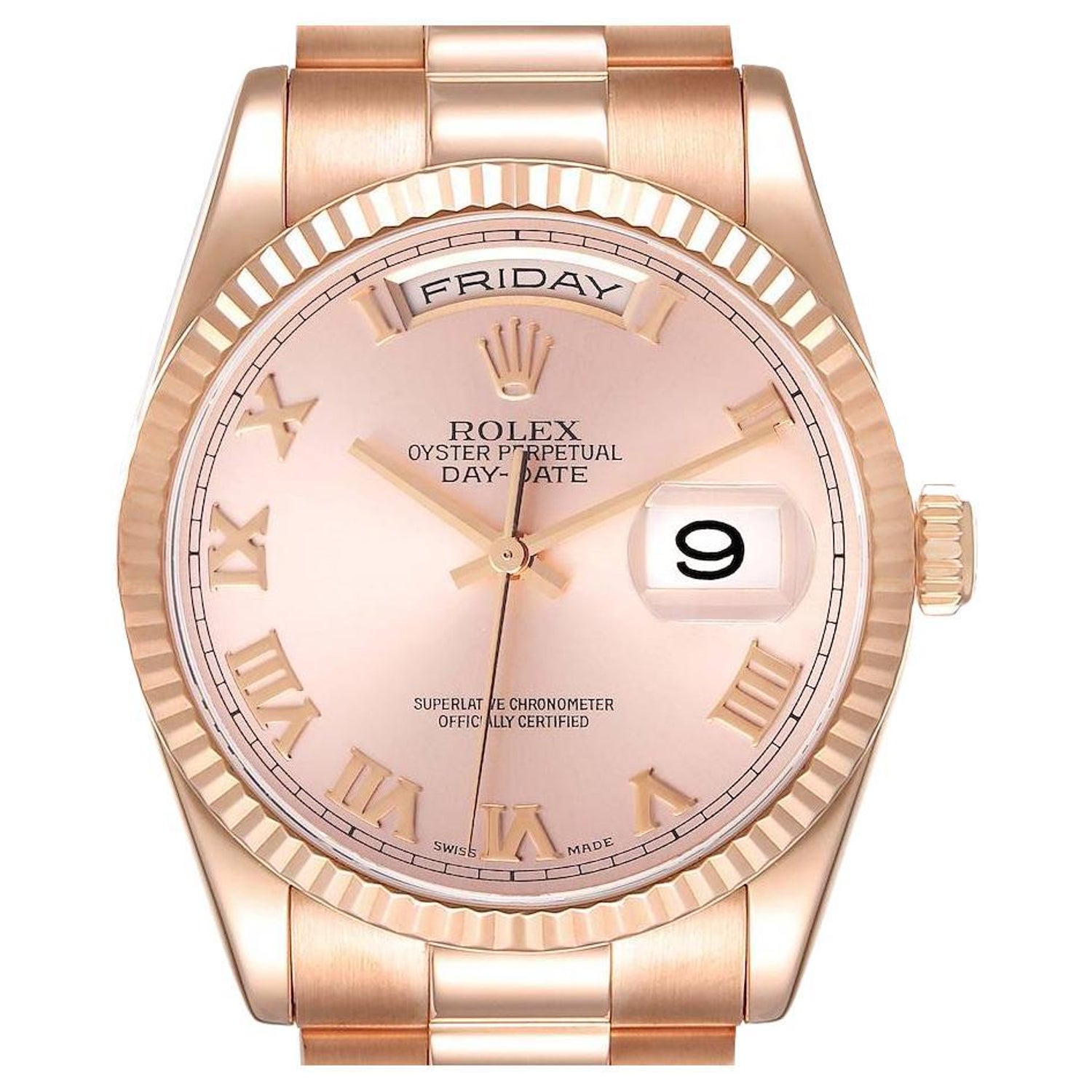 Rolex President Day-Date Rose Gold Silver Diamond Dial Mens Watch 118235  For Sale at 1stDibs | rolex silver and gold, silver and gold rolex, rolex  118235