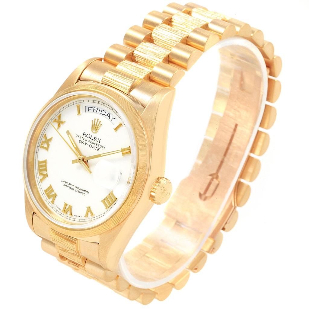 Rolex President Day-Date 36 Yellow Gold Bark Finish Men's Watch 18078 1