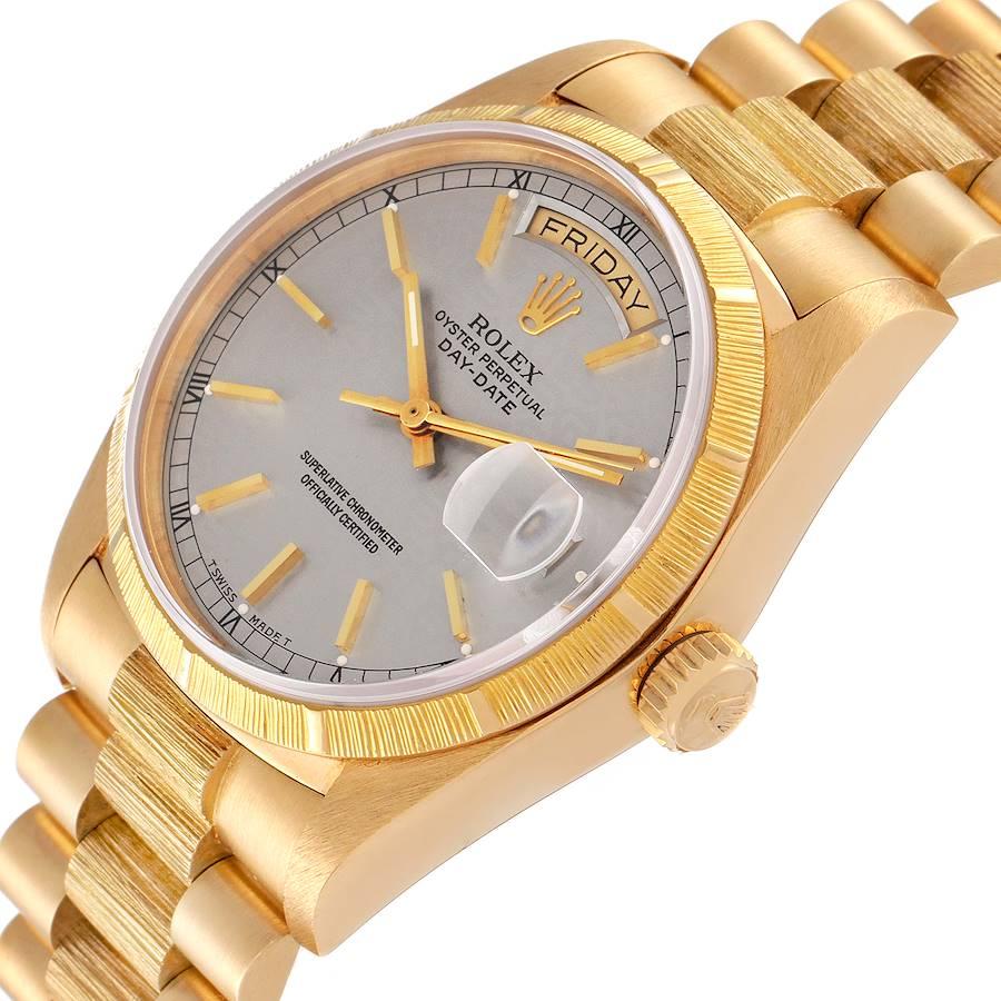 Rolex President Day-Date 36 Yellow Gold Bark Finish Mens Watch 18078 1