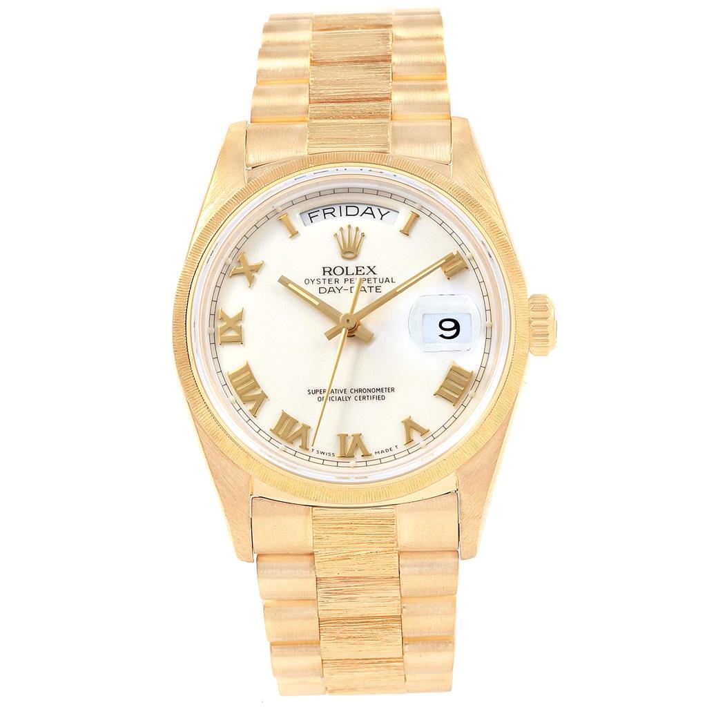 Rolex President Day-Date 36 Yellow Gold Bark Finish Men's Watch 18078 3