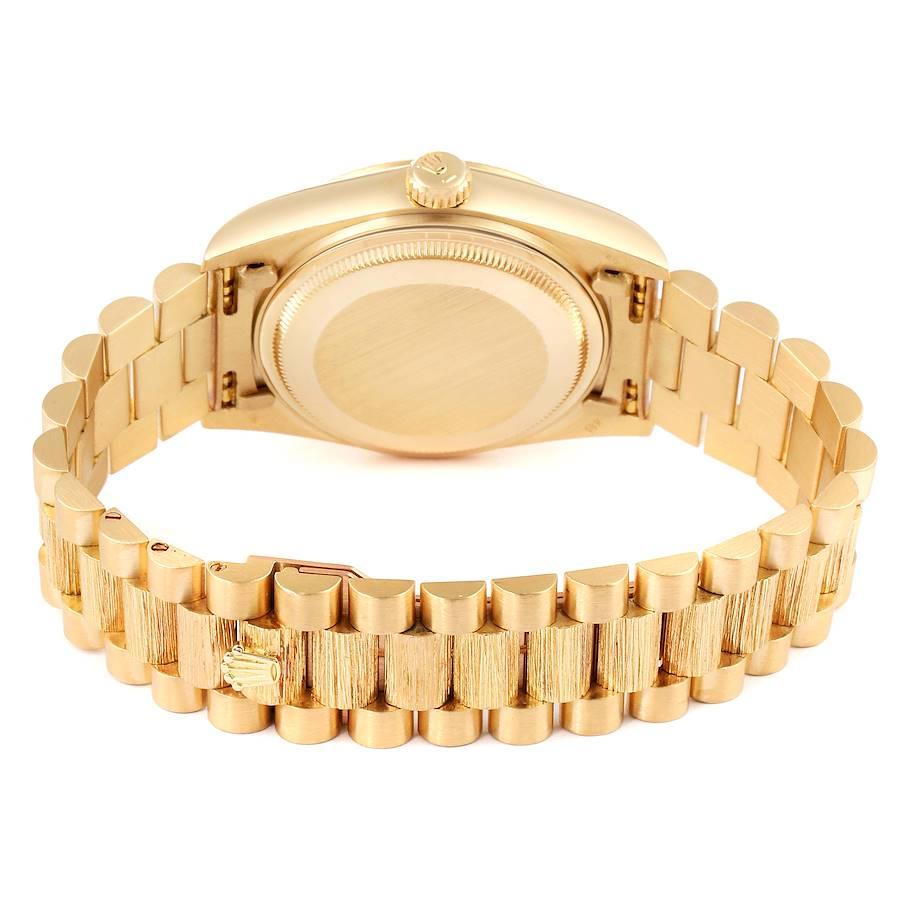 Rolex President Day-Date 36 Yellow Gold Bark Finish Men's Watch 18078 For Sale 3
