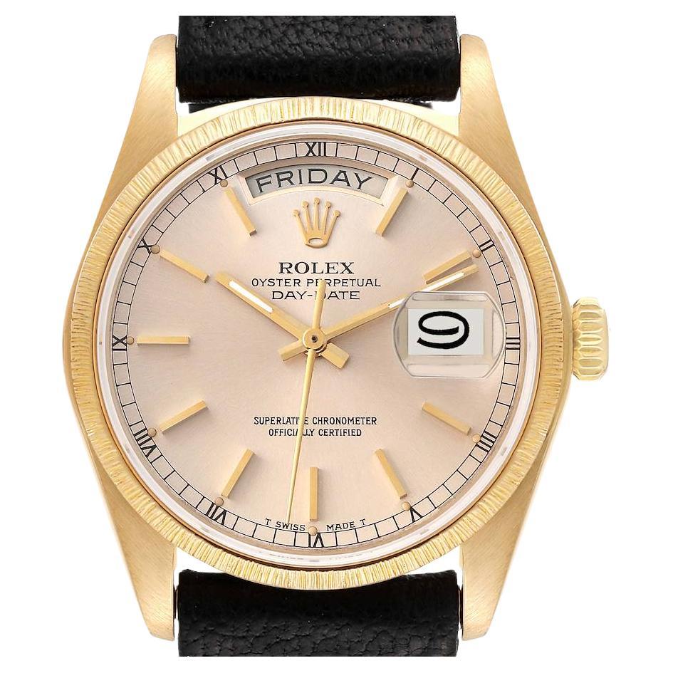Rolex President Day-Date 36 Yellow Gold Bark Finish Mens Watch 18078
