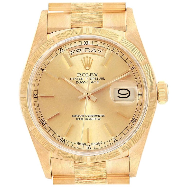 Rolex President Day-Date 36 Yellow Gold Bark Men's Watch 18078 Box For ...