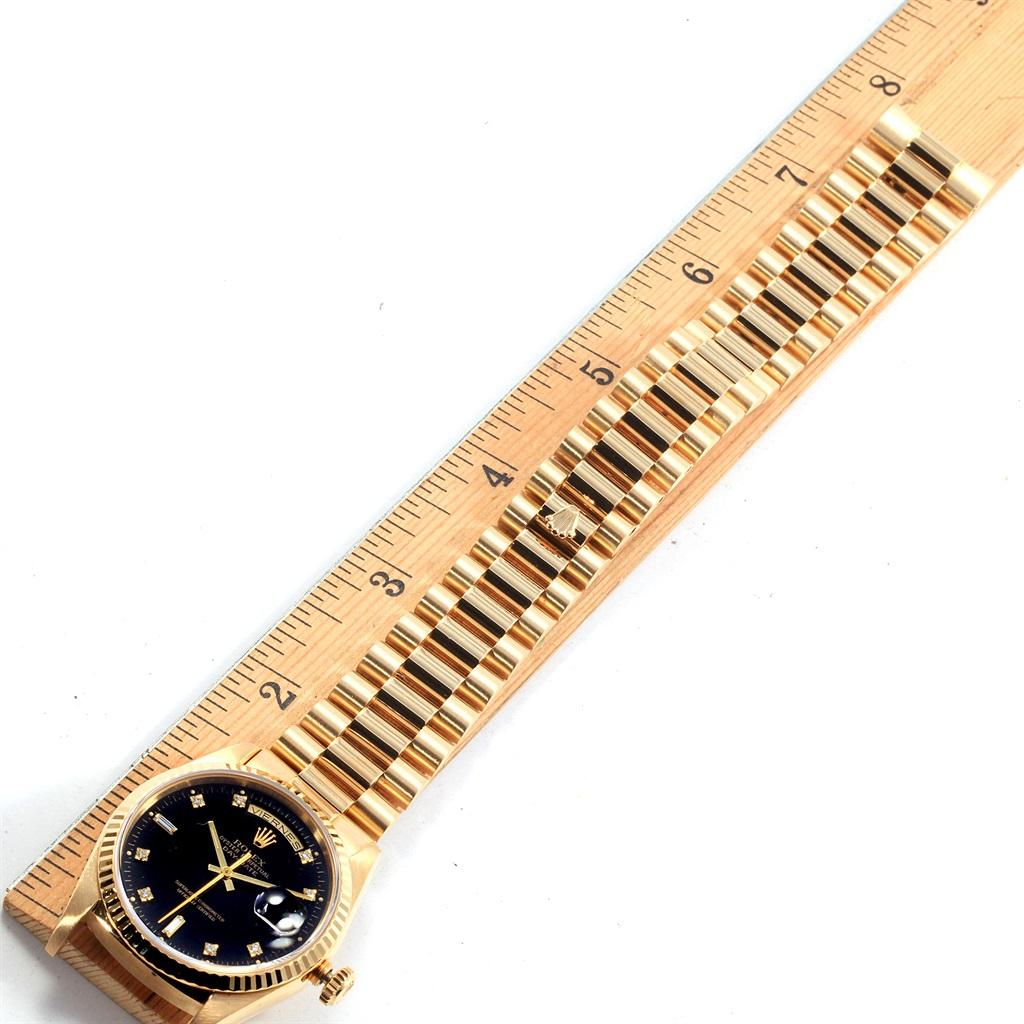 Rolex President Day-Date 36 Yellow Gold Black Diamond Dial Watch 18238 7