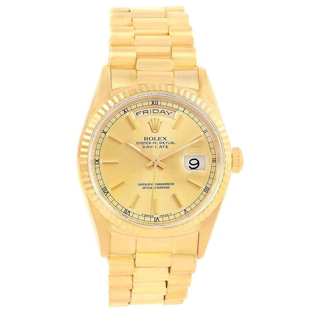 Rolex President Day-Date 36 Yellow Gold Champagne Dial Men’s Watch 18238 For Sale 6