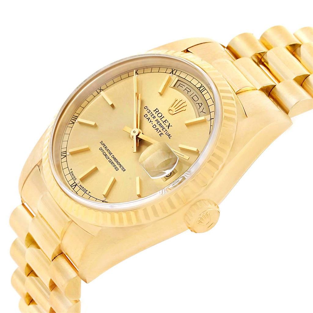 Rolex President Day-Date 36 Yellow Gold Champagne Dial Men’s Watch 18238 For Sale 7