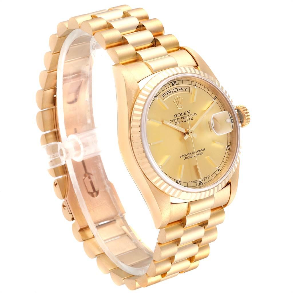 Rolex President Day-Date 36 Yellow Gold Champagne Dial Men’s Watch 18238 In Excellent Condition In Atlanta, GA