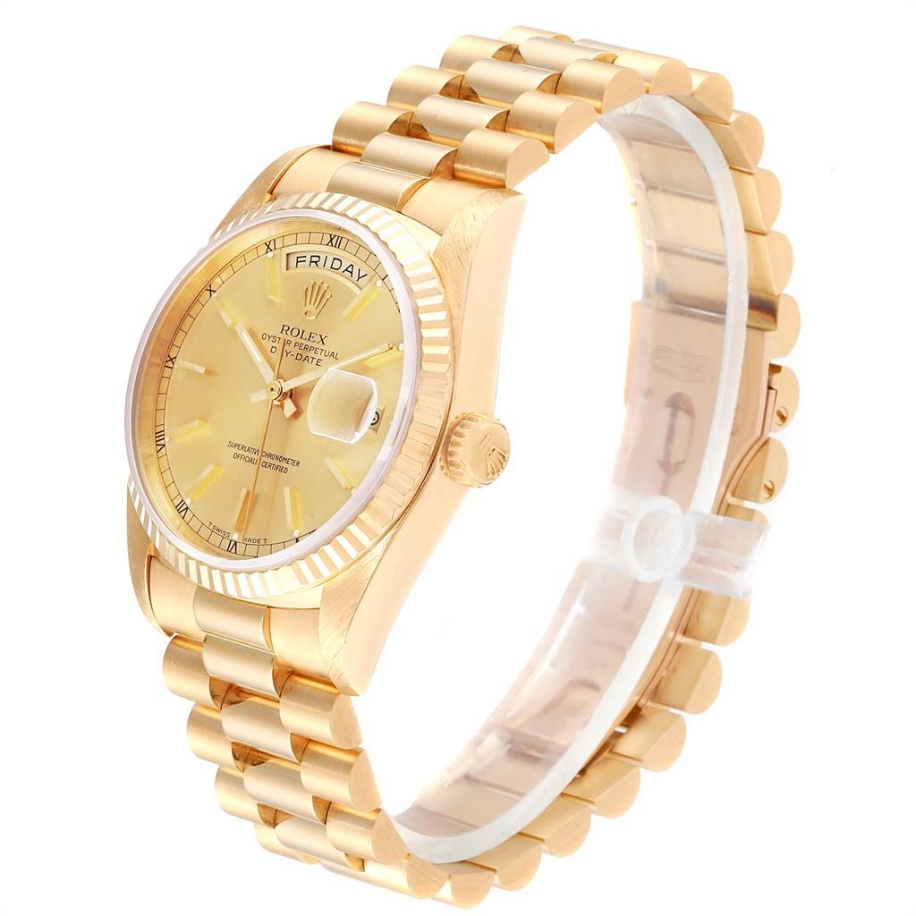 Rolex President Day-Date 36 Yellow Gold Champagne Dial Men's Watch 18238 For Sale 1
