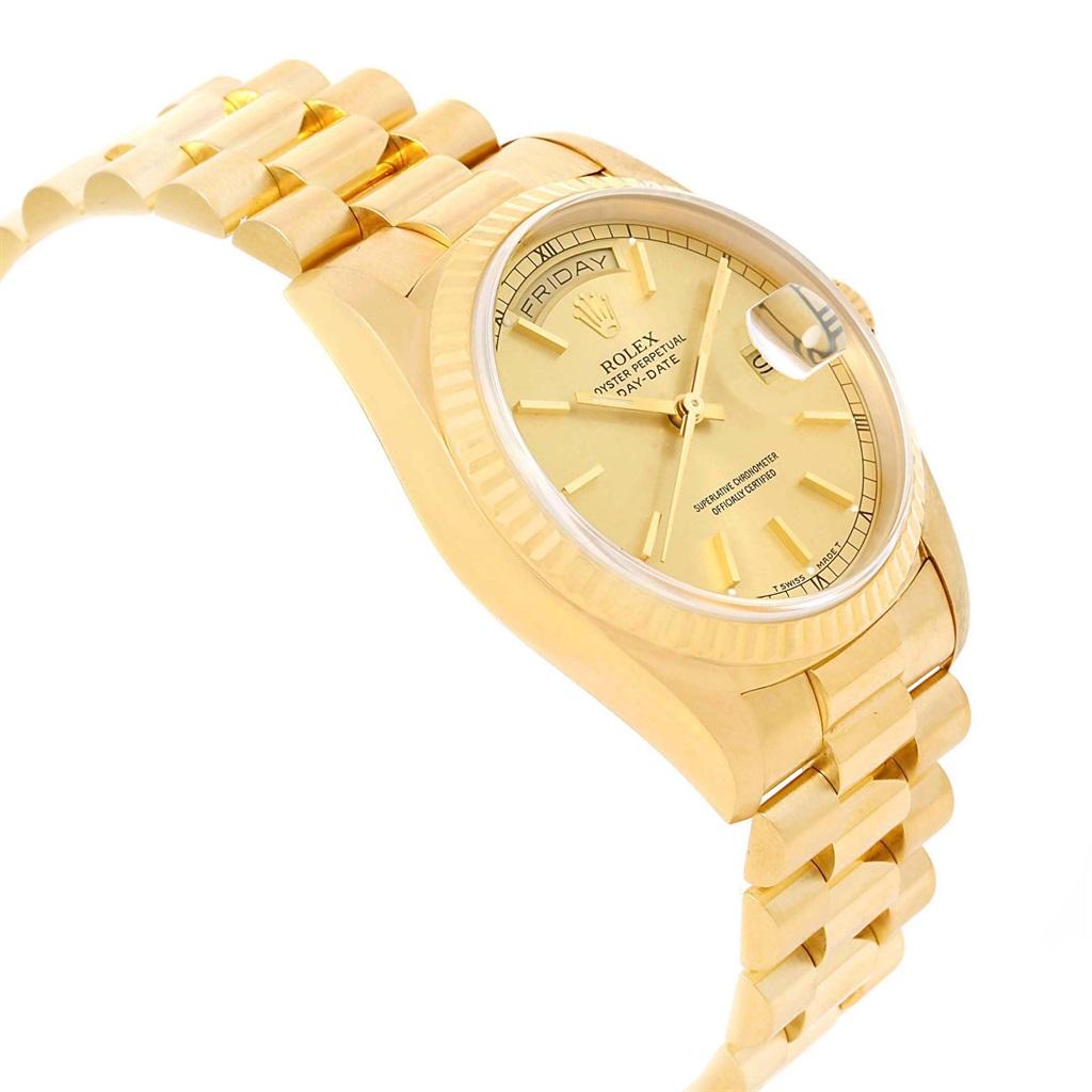 Rolex President Day-Date 36 Yellow Gold Champagne Dial Men’s Watch 18238 For Sale 1