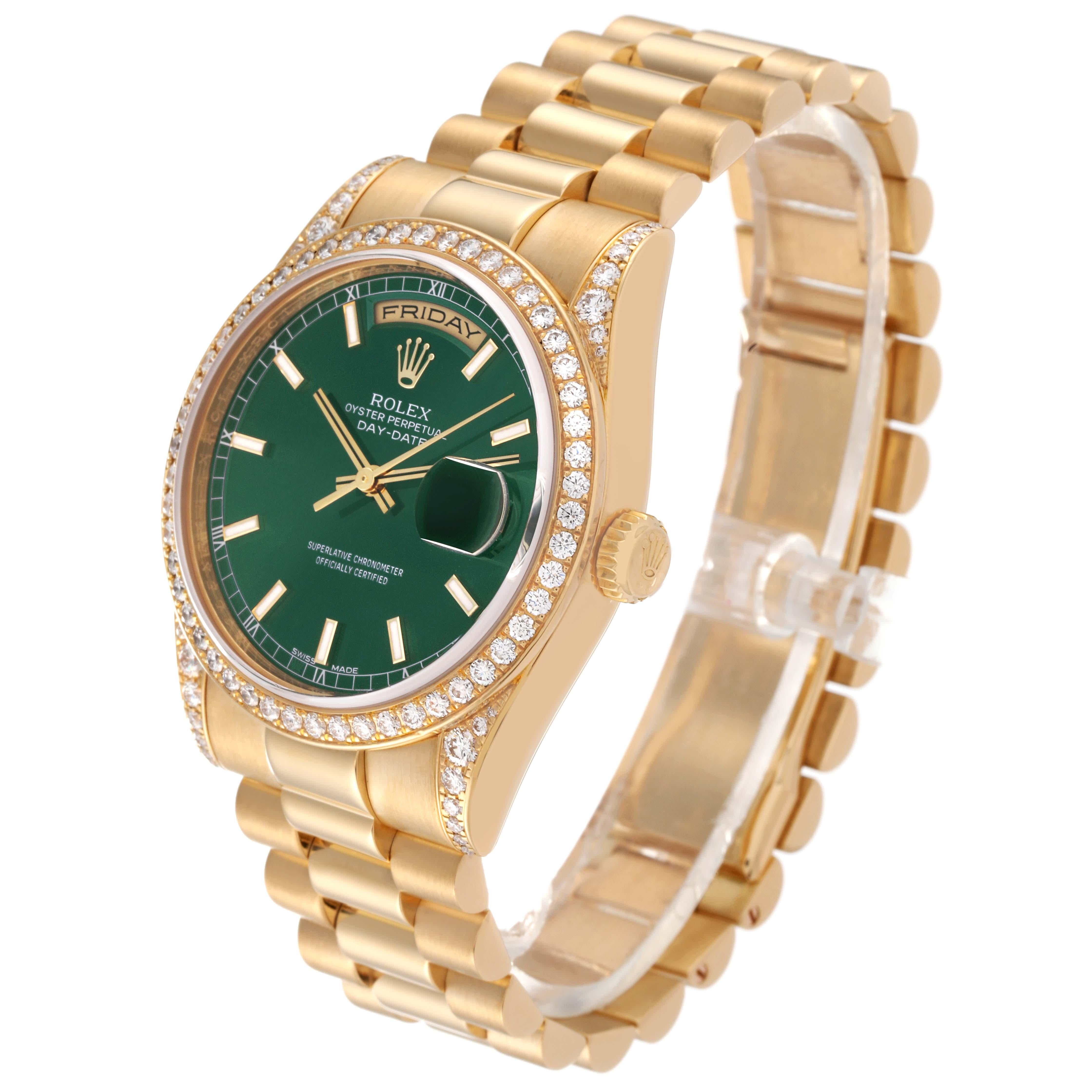 Rolex President Day-Date 36 Yellow Gold Diamond Mens Watch 118388 Box Card For Sale 7