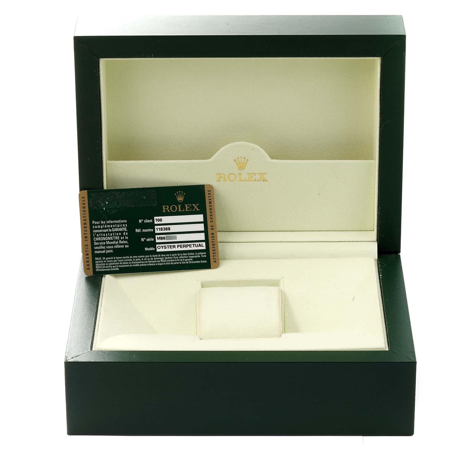 Rolex President Day-Date 36 Yellow Gold Diamond Mens Watch 118388 Box Card For Sale 5