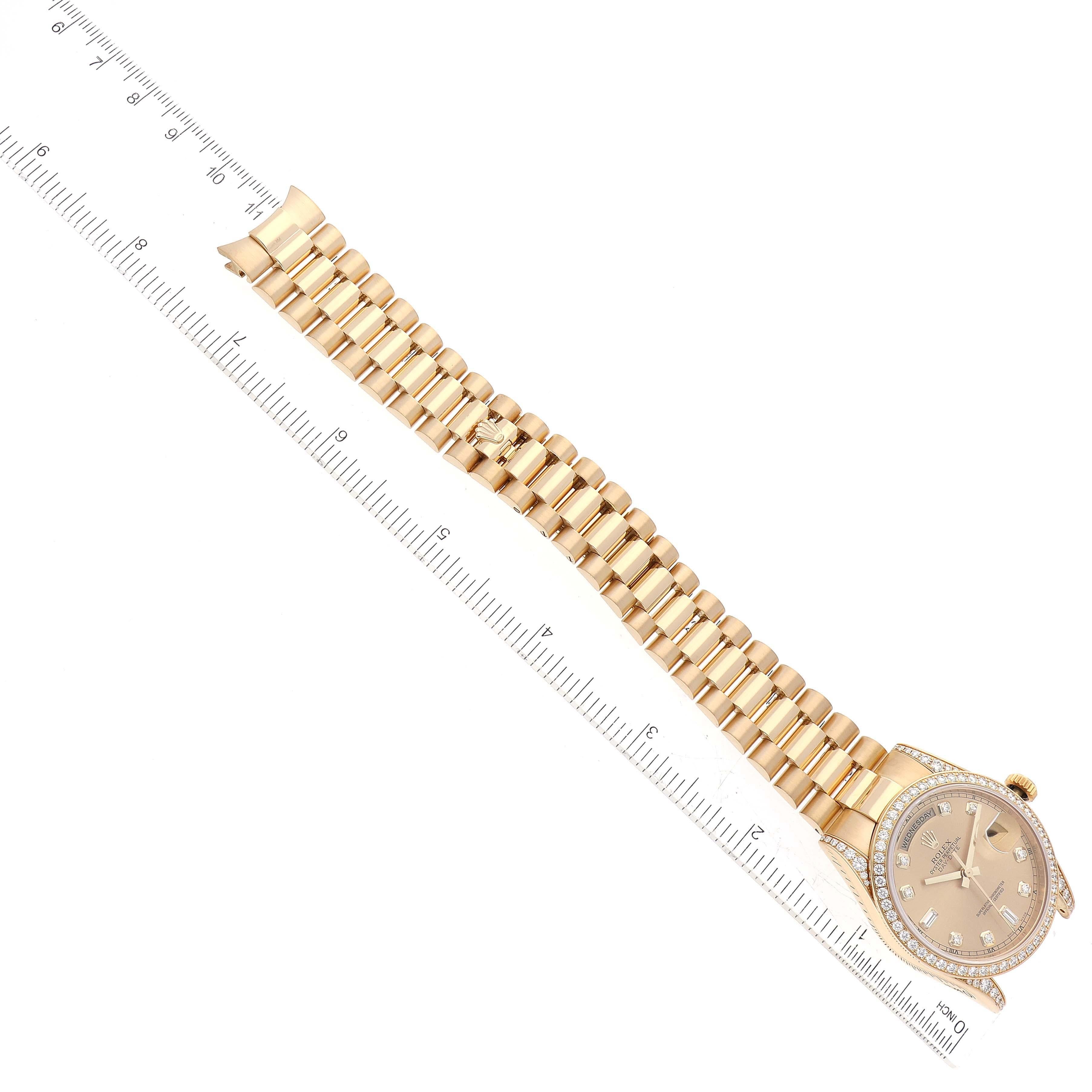 Rolex President Day-Date 36 Yellow Gold Diamond Mens Watch 118388 For Sale 7