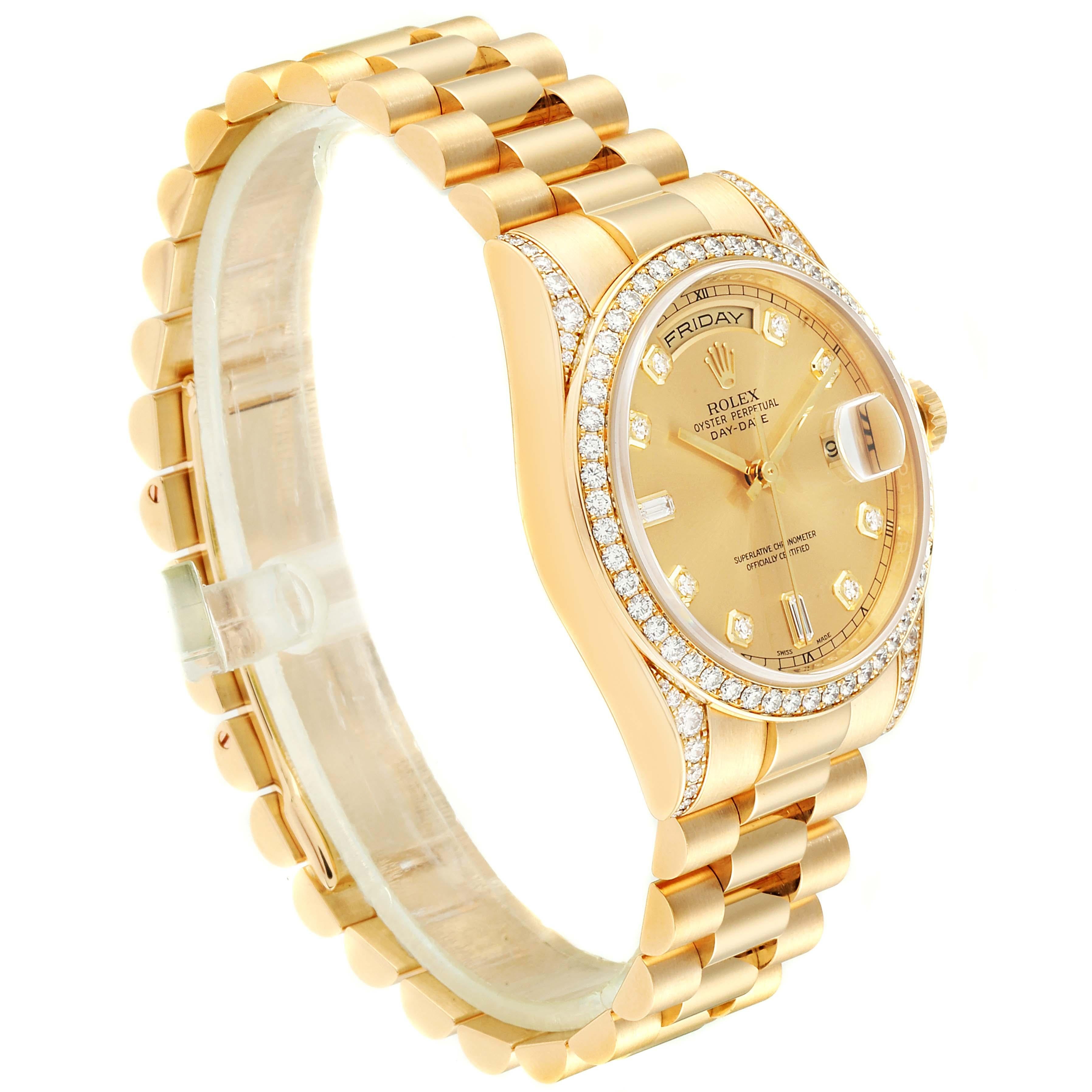 Rolex President Day-Date 36 Yellow Gold Diamond Men's Watch 118388 In Excellent Condition In Atlanta, GA