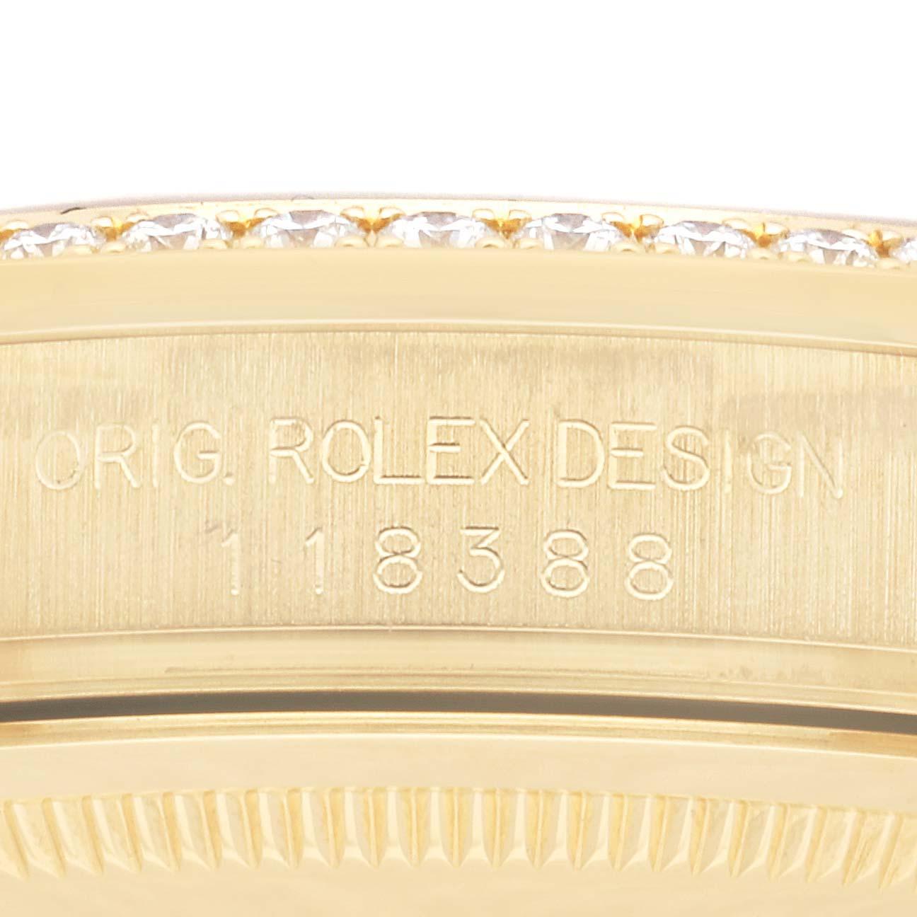 Rolex President Day-Date 36 Montre homme en or jaune avec diamants 118388 Excellent état à Atlanta, GA