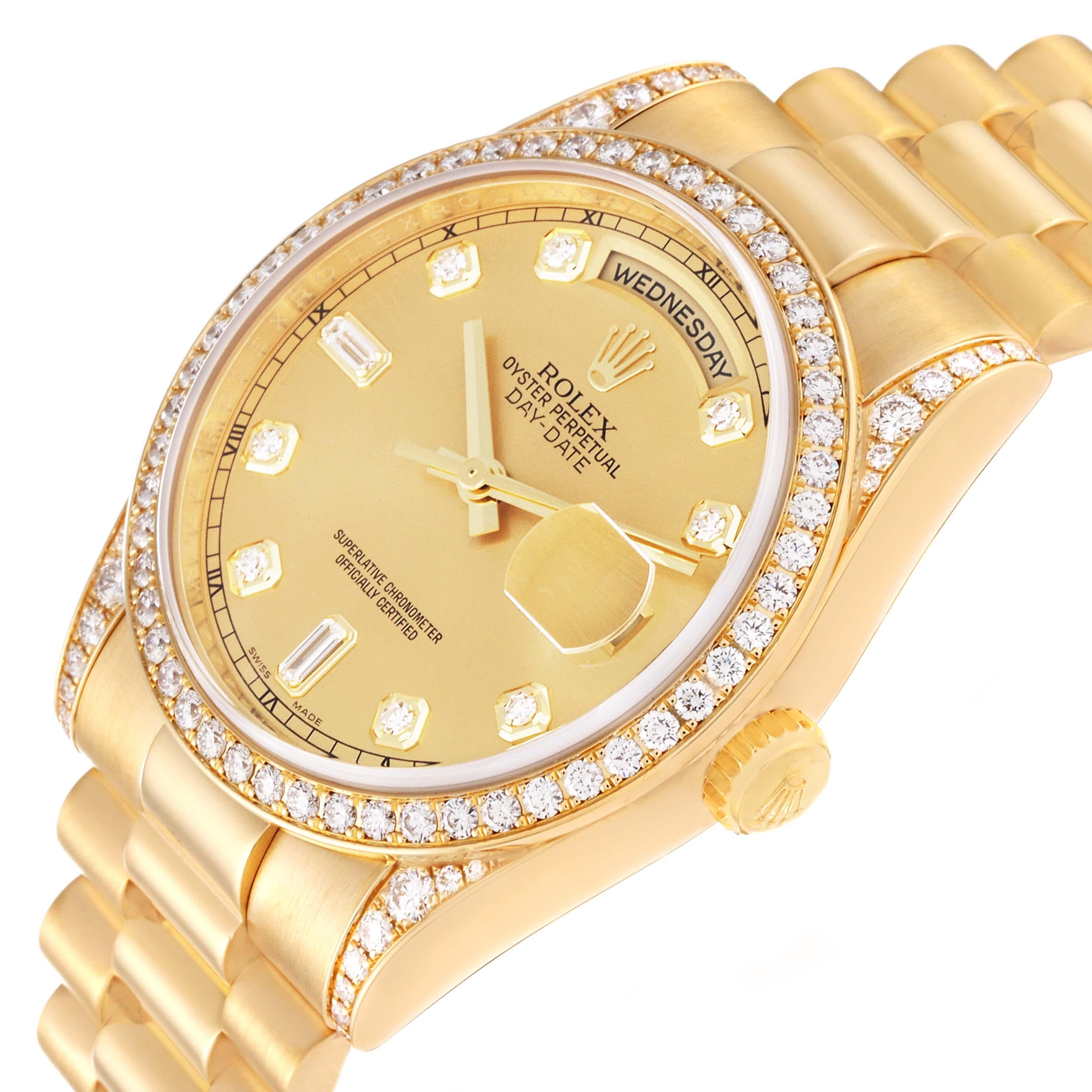  Rolex President Day-Date 36 Montre homme en or jaune avec diamants 118388 Pour hommes 