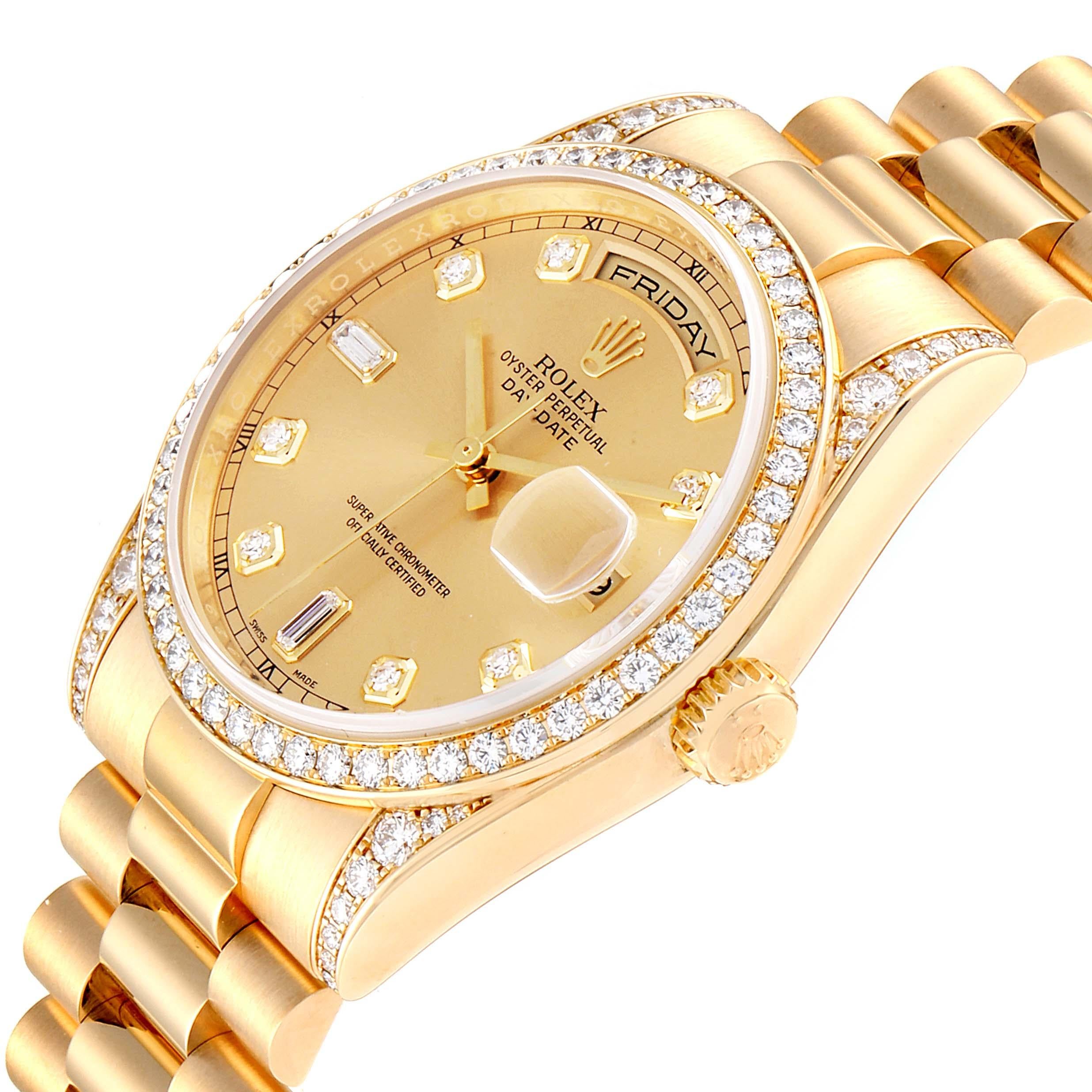 Rolex President Day-Date 36 Yellow Gold Diamond Men's Watch 118388 2