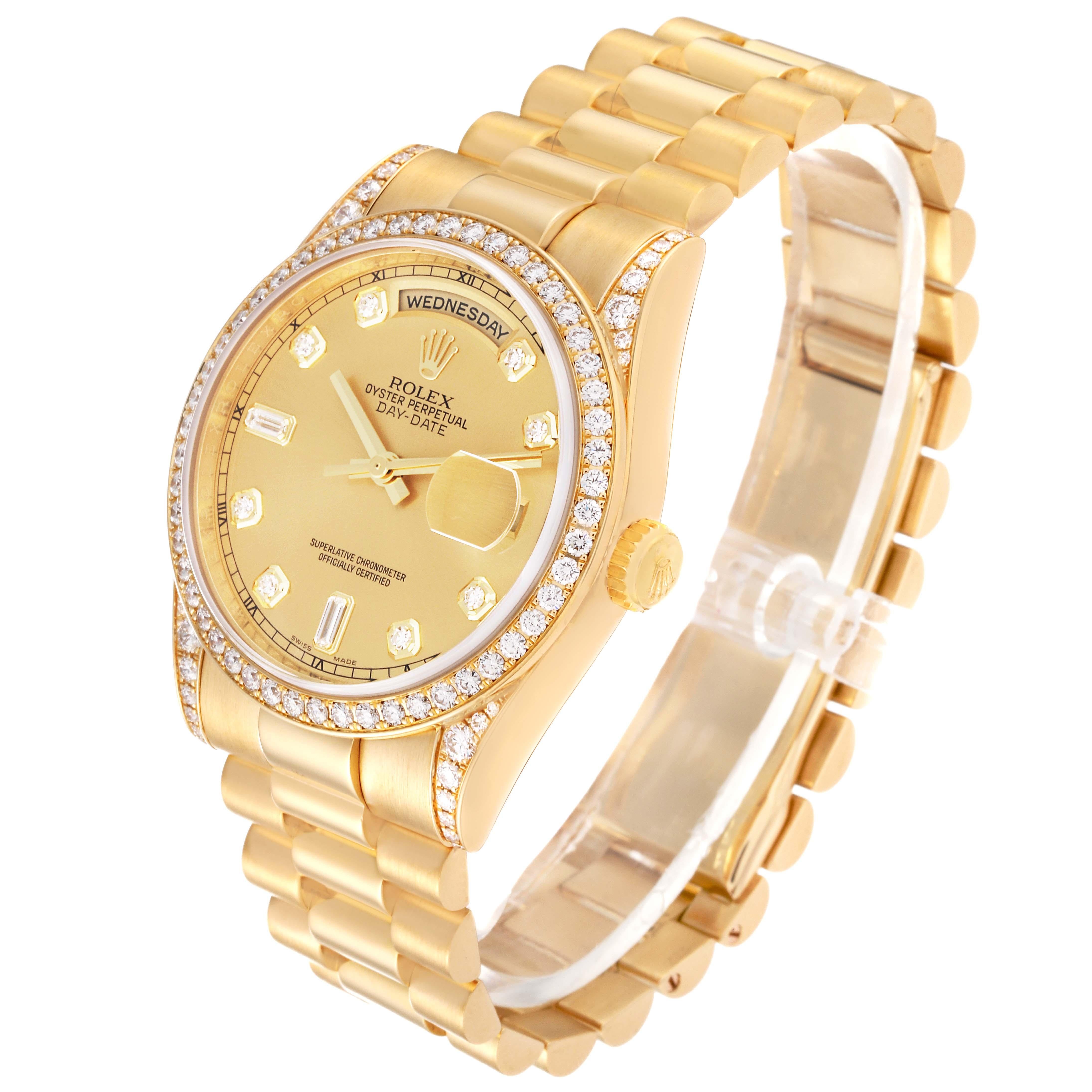 Rolex President Day-Date 36 Yellow Gold Diamond Mens Watch 118388 For Sale 2