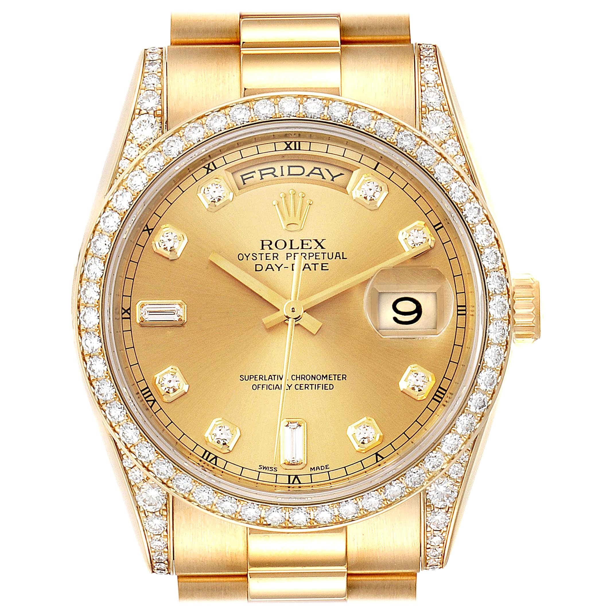 Rolex President Day-Date 36 Yellow Gold Diamond Men's Watch 118388