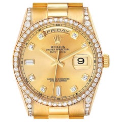 Rolex President Day-Date 36 Yellow Gold Diamond Mens Watch 118388