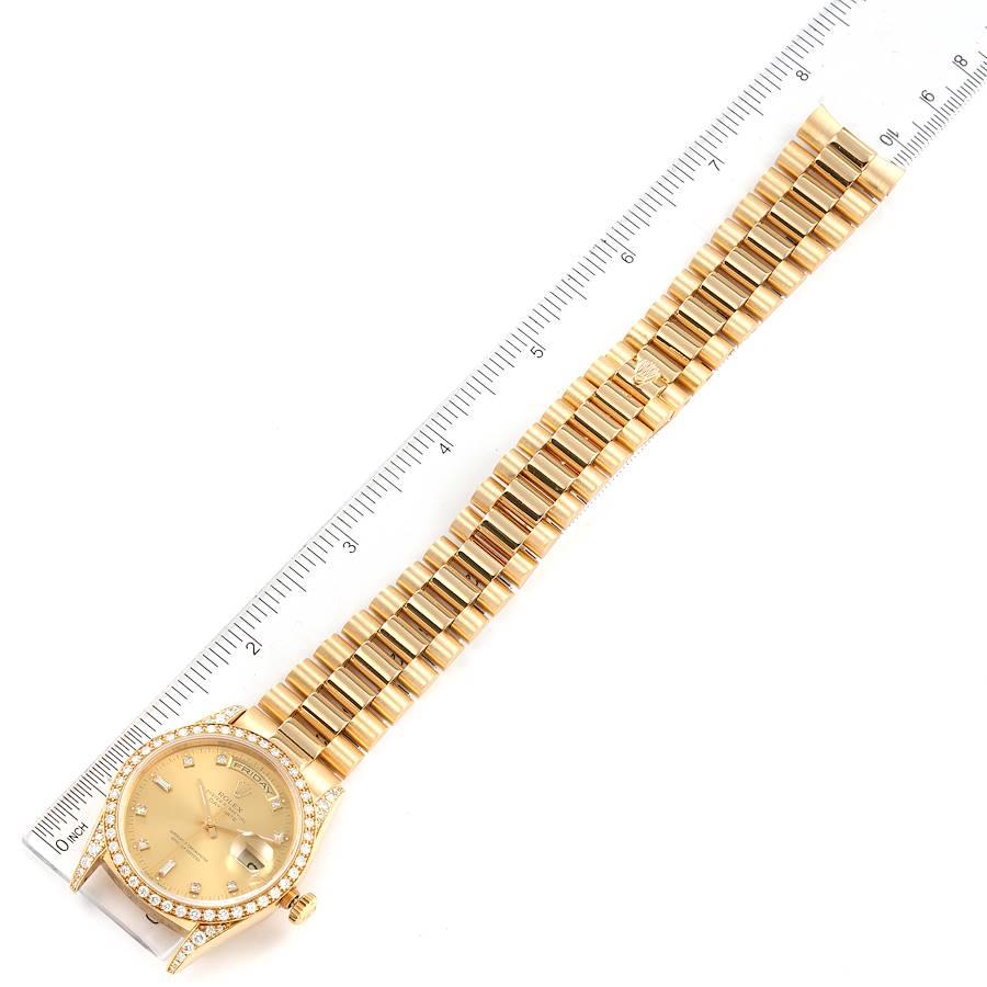 Rolex President Day-Date 36 Yellow Gold Diamond Mens Watch 18388 Box Papers For Sale 5