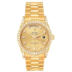Rolex President Day-Date 36 Yellow Gold Diamond Mens Watch 18388