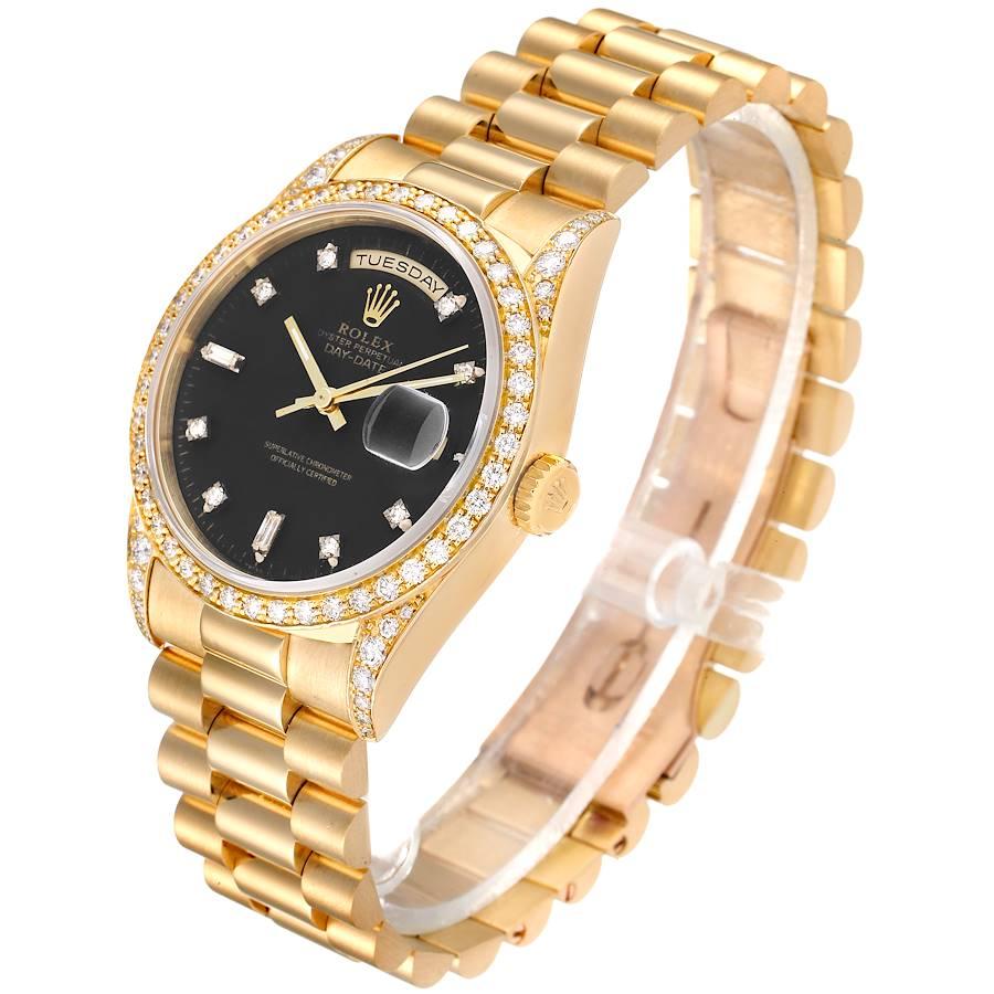 Rolex President Day-Date 36 Yellow Gold Diamond Mens Watch 18388 In Excellent Condition For Sale In Atlanta, GA