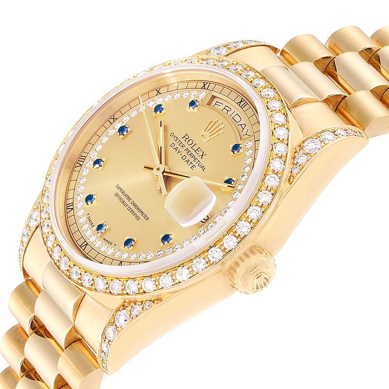 Rolex President Day-Date 36 Yellow Gold Diamond Men's Watch 18388 For Sale 1