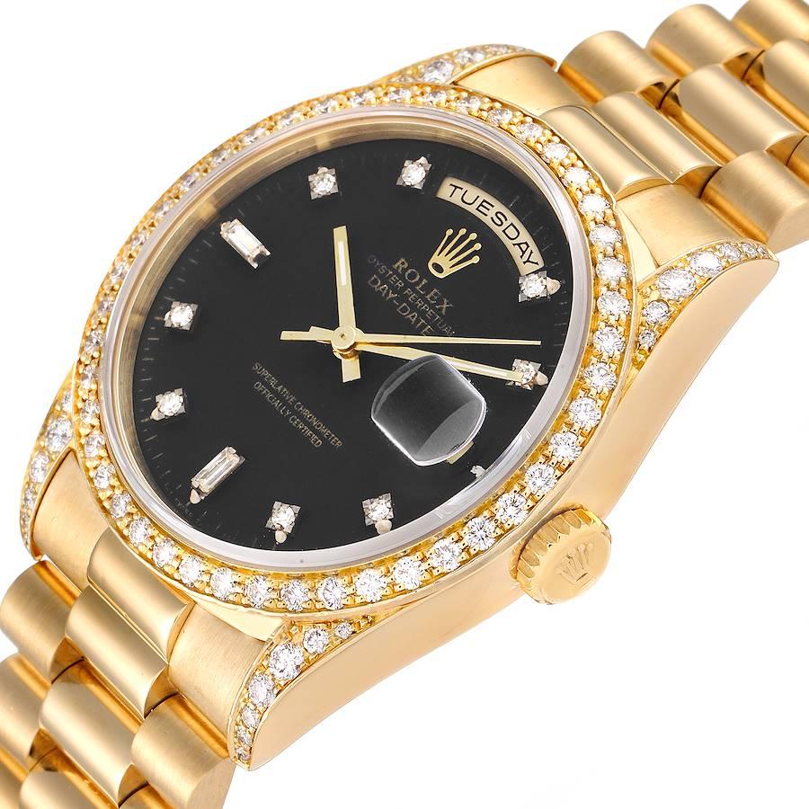 Men's Rolex President Day-Date 36 Yellow Gold Diamond Mens Watch 18388 For Sale