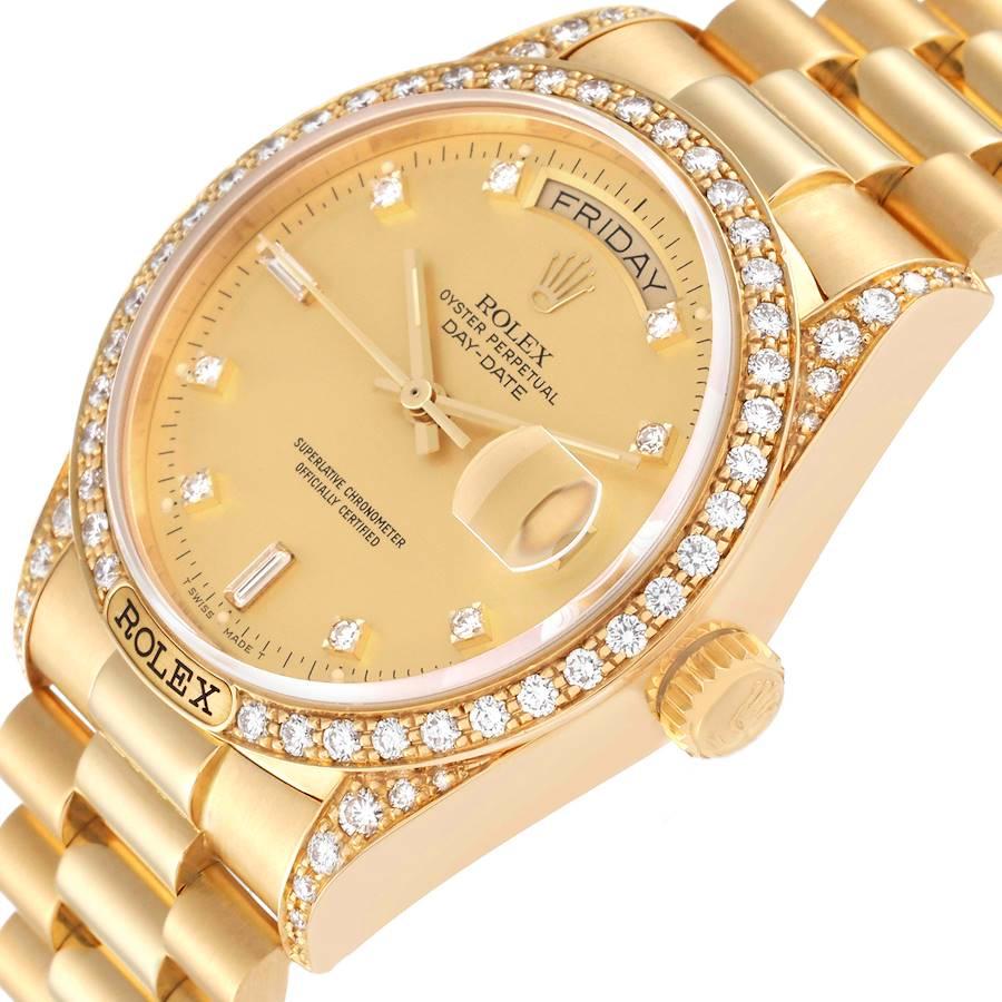 Rolex President Day-Date 36 Yellow Gold Diamond Mens Watch 18388 For Sale 1