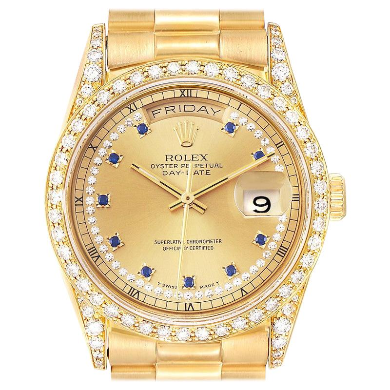 Rolex President Day-Date 36 Yellow Gold Diamond Men's Watch 18388 For Sale
