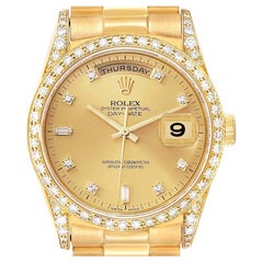 Rolex President Day-Date 36 Yellow Gold Diamond Mens Watch 18388