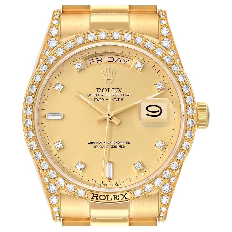 Rolex President Day-Date 36 Yellow Gold Diamond Mens Watch 18388 For Sale