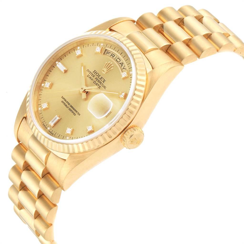 Men's Rolex President Day-Date 36 Yellow Gold Diamonds Men’s Watch 18238 For Sale
