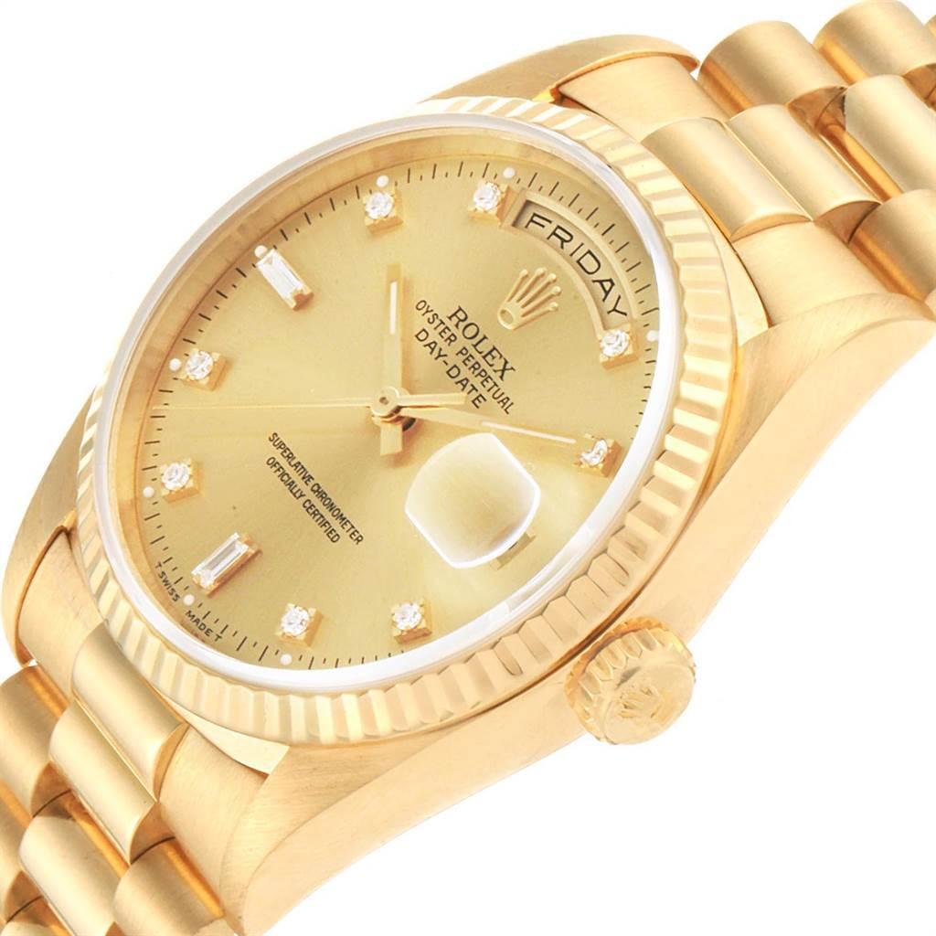 Rolex President Day-Date 36 Yellow Gold Diamonds Men’s Watch 18238 For Sale 1