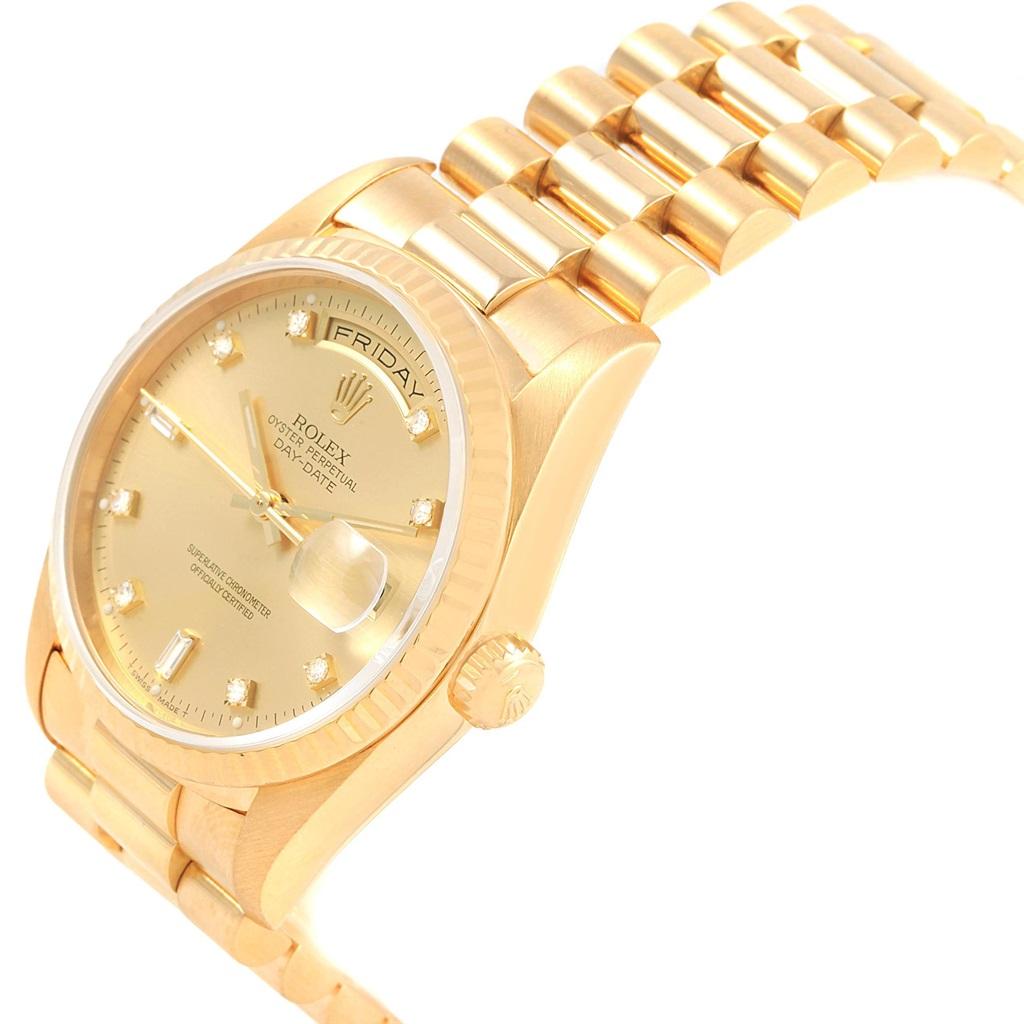 Rolex President Day-Date 36 Yellow Gold Diamonds Men's Watch 18238 For Sale 5