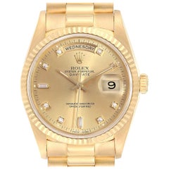 Rolex President Day-Date 36 Yellow Gold Diamonds Men's Watch 18238