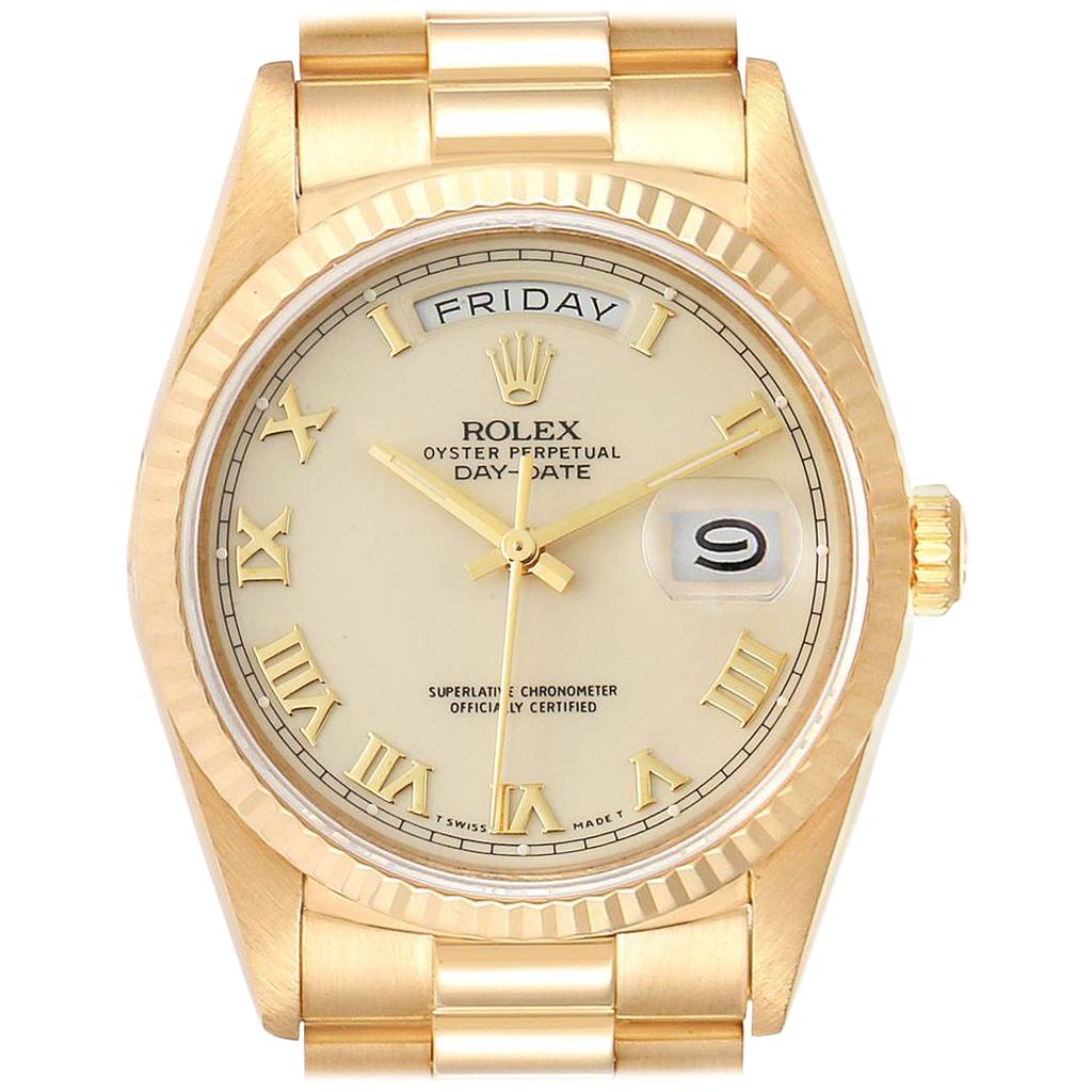 Rolex President Day-Date 36 Yellow Gold Men's Watch 18238 Box Papers