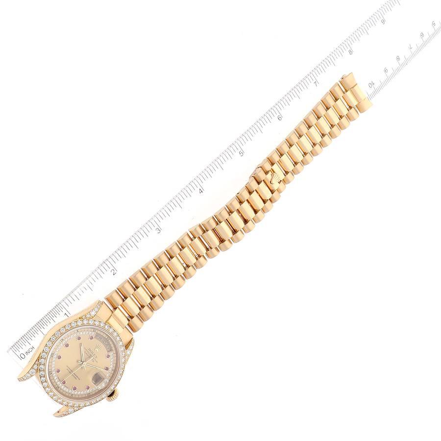 Rolex President Day-Date 36 Yellow Gold Ruby Diamond Dial Mens Watch 18388 3