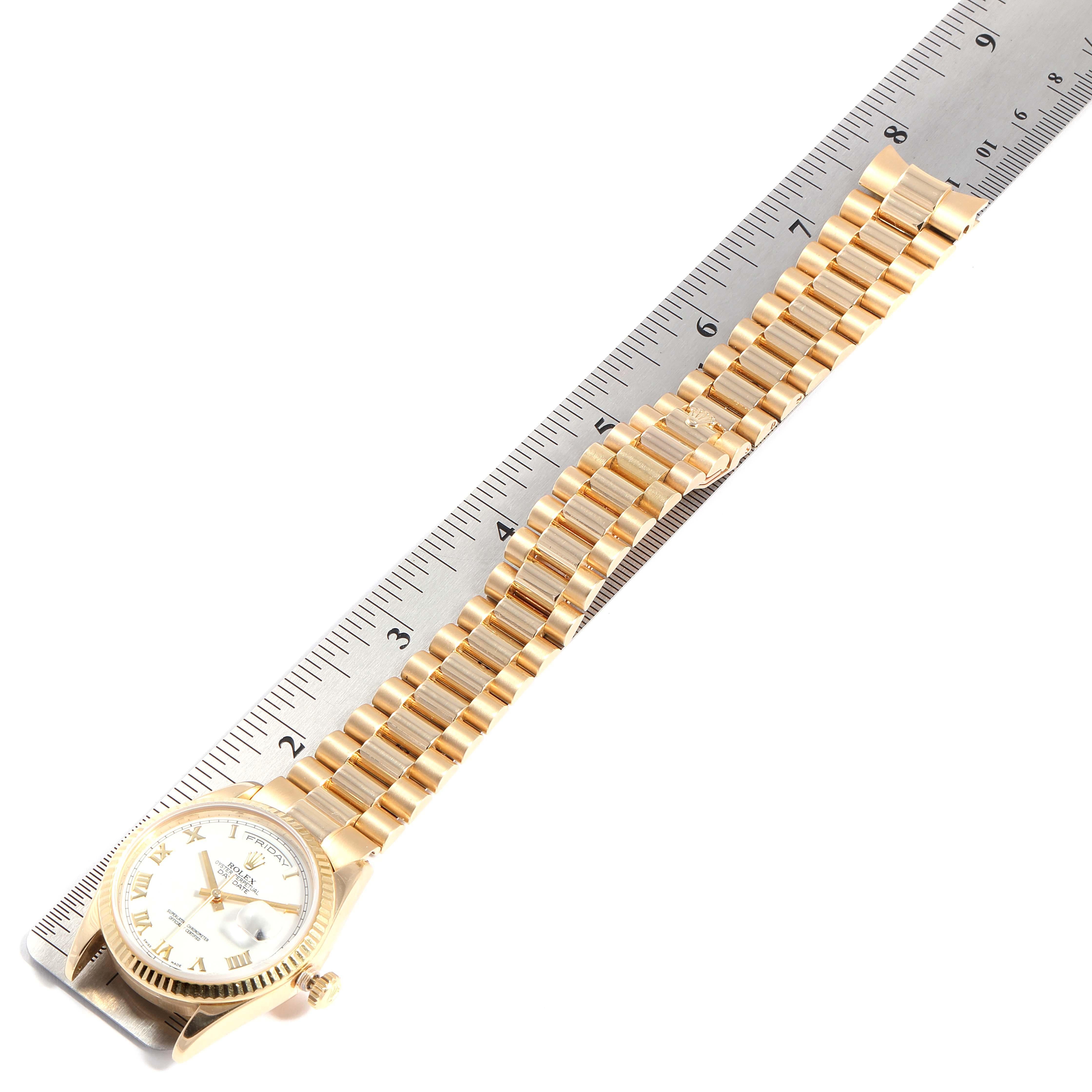 Rolex President Day Date 36 Yellow Gold White Dial Men's Watch 118238 For Sale 7