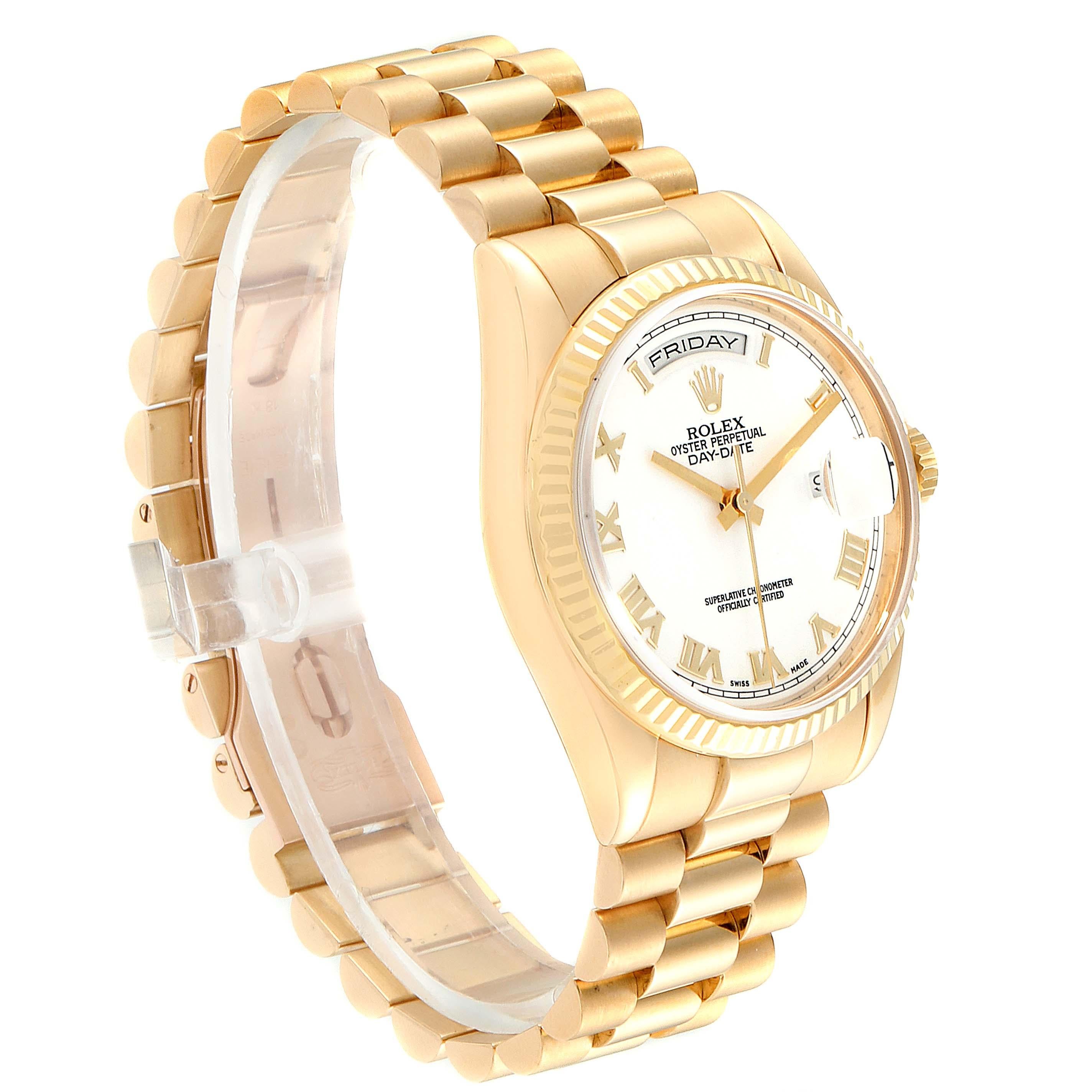 Rolex President Day Date 36 Yellow Gold White Dial Men's Watch 118238 For Sale 1
