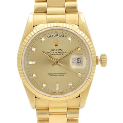 Rolex President Day-Date 18K Yellow Gold Diamond Dial Men Watch 18238