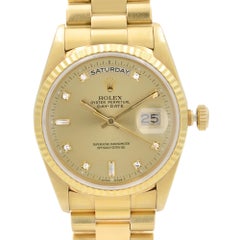 Rolex President Day-Date 18K Yellow Gold Diamond Dial Mens Watch 18238