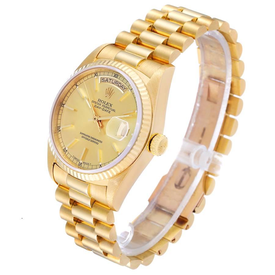 Rolex President Day-Date 18k Yellow Gold Mens Watch 18038 In Excellent Condition For Sale In Atlanta, GA