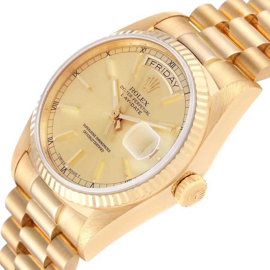 Men's Rolex President Day-Date 18k Yellow Gold Mens Watch 18038 For Sale